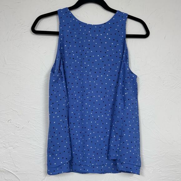 Ann Taylor Blue Sleeveless Blouse Womens S Layered Tank Top Preppy Flowy Shirt - Picture 1 of 10
